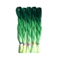 Three Tone Colour Green Ombre Braiding Hair Xpression Kanekalon High Temperature Fiber Crochet Braids Hair Extensions 24 inch 100g