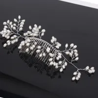 Gelin Çiçek başlıkiçi Kadınlar Gelin Saç Takı için el yapımı Düğün Saç Combs Moda Gümüş İnci Saç Aksesuarları