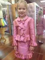 Hot Sale Little Girls Interview Suits With Bows Ruched Långärmad Två Pieces Toddler Pageant Party Gowns