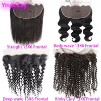 Brazilian Virgin 13X6 Lace Frontal Straight Closures Body Wave Deep Wave Kinky Curly Peruvian Indian Malaysian Human Hair 13 By 6