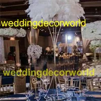 Nuovo stile Disposizione Floreale Ornamenti Ornamentali Fiore di nozze Arco stand decorazione sala da pranzo piume di struzzo centrotavola da tavola 144