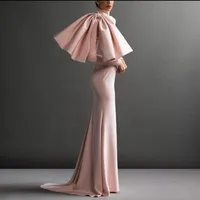 abiye gece elbisesi Long Dress Evening Vestidos Para Festa Elegant Pink Formal Dresses Full Sleeves Mermaid Pageant Gown Prom Dresses