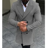 New Fashion Men Winter Warm Blends Coat Lapel Outwear Overcoat Long Jacket Peacoat Mens Long Coats