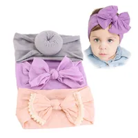 nuevos 14 estilos Baby Knot bow Diadema Cinturón de nylon Donut banda para el cabello para niños medias suaves diadema para bebé arco de encaje accesorios para el cabello del bebé