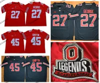 Mens Vintage Ohio State Buckeyes 27 Eddie George 45 Archie Griffin College Football Jerseys 전설의 저렴한 스티치 축구 셔츠