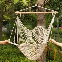 Utomhus inomhus trädgård sovsal sovrum hängande swing bomull hängmatta stol solid rep gård uteplats porch trädgård gratis frakt