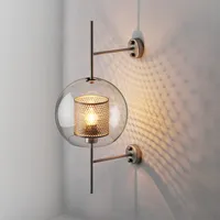Modern Temizle Cam Gölge Çörekler Duvar Lambaları Yatak Odası Bedsides Çalışma Asılı Işıklar için Loft Retro Demir Ayna Işık Net Armatürleri