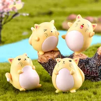 Söt djur dekor fett gul katt miniatyr figur micro-landskap pvc prydnad hantverk växt pott bonsai cacti tillbehör diy fe