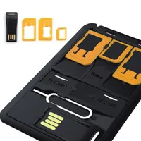 SIM Card holder &SD card Case Storage + Memory card reader, Holds 4 SIM Cards 1 Micro 1 Nano, 2 MicroSD memory cards and pin