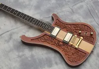 高品質のエレキギター、首から彫刻されたギター、クルミの体