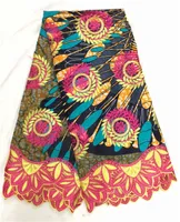 素晴らしいワックスレースの布刺繍アフリカのアンカラプリントワックス生地のコードレースWLF222（6 yards / lot）