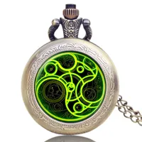 Cadena de cuarzo reloj de bolsillo retro del collar YISUYA Hombres Mujeres doctor Gift Quién Steampunk bronce pendiente larga