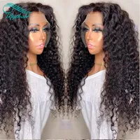 Bythair profonde Curly Lace Front perruques de cheveux humains Pré plumé Capillaires Cheveux brésiliens de Vierge de dentelle perruque avec bébé cheveux couleur naturelle