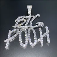 골드 실버 컬러 CZ 다이아몬드 아이스 밖으로 편지 사용자 정의 이름 목걸이 무료 24 인치 로프 체인 여성