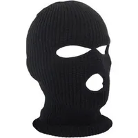 Máscara de cubierta de cara completa Tres 3 agujeros Balaclava de punto con sombrero de invierno Mascarilla de nieve Sombrero Beanie Hat Cap New Black Warm Face Masks