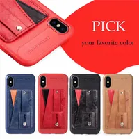 Card Slot Phone Cases For iPhone XS Max XR X 8 7 Wrist Strap PU Leather Stand TPU Cover iPhone8 Plus 7Plus