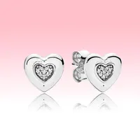 Love Serca Stud Stud Kolczyk Kobiety Dziewczyny Biżuteria Ślubna dla Pandora 925 Stelring Silver Róża Pozłacane kolczyki z oryginalnym pudełkiem