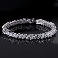 Silver/Gold Crystal Wedding Jewelry Bangles Bracelets for Women Costume Jewelry Cubic Zirconia Diamond Bridal Chain Bracelet