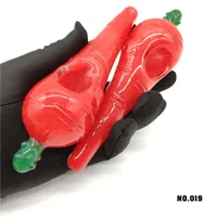 Great Carrot Glass Pipe Red Pyrex Glass Palenie Ręka Ręcznie Palenie Akcesoria do palenia do suchego Herb OO