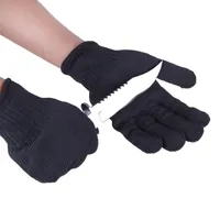 1 Luvas Par Black White Segurança de Trabalho Cut-Resistant Mãos de aço inoxidável proteção de arame Butcher Anti-corte Luvas