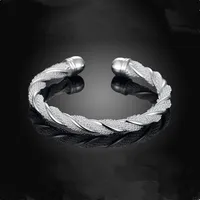 Women Silver Cufflink Cuff Love Bracelets Gift Designer Fashion Jewelry Diameter 6.5cm Open Twisted Rope Bracelet Bangle for Woman