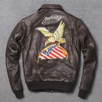 A2 força aérea vôo terno roupas de boa qualidade genuína pele de carneiro jaqueta de couro retro dos homens americanos casacos finos