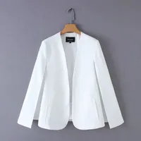 Women\'s Thin Jacket split design women cloak suit coat casual lady black and white jacket fashion streetwear loose outerwear tops