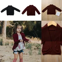 赤ちゃん男の子の女の子ニットのセーターの秋の長袖の子供綿カーディガンワインレッドブラックコート