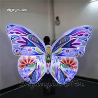 Dancing Party Performance Walking Inflatable Butterfly Wings 2m Traje LED de soplado portátil Colorido disfraz de mariposa para desfile