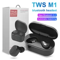 M1 Bluetooth-oortelefoon Draadloze 5.0 Stero Earbuds Intelligente ruisonderdrukkende draagbare hoofdtelefoons voor Smart Cellphone met Detailhandel