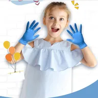 Disposable Nitrile Gloves kids Blue 20pcs Powder Free Household Cleaning Painting Protective HandWork Nitrile Gloves FY4033