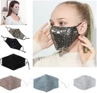 Sequin Safe Breathing Mouth Masks Collapsible Respirator Anti Dust Breathable Face Mask Multi Color Fashion Design HH9-3032