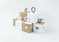 2020 Nowy Romantic Vintage Serce Kraft Papier Cukierki Pudełka Wedding Favor Holder Prezenty Torba Party Chocolate Boxes