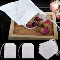 100Pcs/Lot Disposable Teabags Tools 5.5 x 7CM Empty Scented Tea Bags With String Heal Seal Filter Paper for Herb Loose Leaf Teas