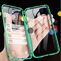 Fodral för iPhone 13 12 xs 6 6s 7 8 Plus Magnetic Phone Case Double Sides Tempered Glass Shock Free ProtectRive Mobile Back Cover