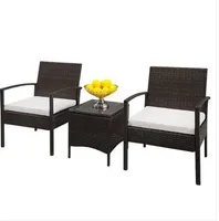 Free shipping Wholesales HOT Sales 3pcs 2pcs Arm Chairs 1pc Coffee Table Rattan Sofa Set Brown Gradient