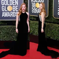 2020 Golden Globe Awards Jurken Avond Wear Halter Hals Lovertjes Prom Gowns Sweep Train Jessica Chastain Red Carpet fluwelen formele jurk