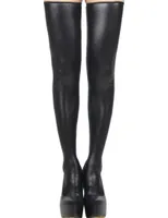 검은 가죽 스타킹 에로틱 한 뒷면 지퍼 여성 허벅지 높은 스타킹 섹시한 아가씨 유행 다리 착용 실리콘