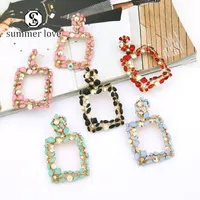 New Arrival Geometric Crystal Stone Rhinestone Earrings Fashion Big Colorful Statement Dangle Earring Daily Wedding Party Jewerly Gift-Y