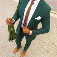 Green Man Business Blazers Trajes de hombre para el novio de la boda Esmoquin con muesca solapa Slim Fit Terno Masculino traje Homme 2 piezas pantalones de abrigo