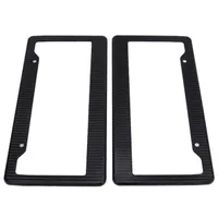 2Pcs Black Carbon Fiber Car License Plate Frame Auto Racing Number Plate Holder Tag Cover for USA Canada Vehicles Auto Accessory
