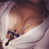 Popularność łańcuchów brzucha świeci wodę, aby zawiesić szyi sexy niebieski kryształ bikini plaża