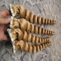 cheap 4pack virgin brazilian boose wave tape in human hair extensions pu Wave Tape in Hair Extensions Adhesive Tape Remy Human Hair blonde