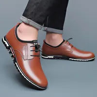 2019 رجل جديد اصلي أحذية جلدية الرجال الانزلاق على مريح الأعمال العمل الإمالة متعطل رجل عرضي مكتب حذاء السفر