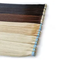 Tape Hair Extensions Invisible Tape Remy Hair Extensions Cuticle Early 100g / 40 stuk Straight Dubbelzijdig Plak Haar 16 18 20 22 24 26