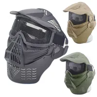 Metalen staaldraad mesh masker outdoor airsoft schieten gezicht versnelling tactische volledige gezicht met nekbescherming Baffle no03-201