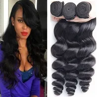 Loose Wave Human Hair Bundles 3 Bundle Hair Weaves Brazilian Peruvian 8-30 Inches Silky Weave
