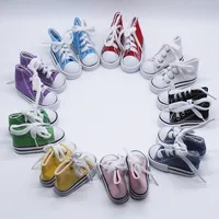 Zapatos de lona de 7,5 cm Denim Mini juguete de la muñeca de la muñeca de bricolaje botas Sneakers ropa de las muchachas de Bjd 1/4 muñeca