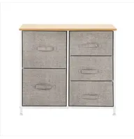 Linen/Natural Dresser Organizer With 5 Drawers Fabric Dresser Tower For Bedroom