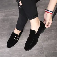 2019 Fashion Loafers Mlae Dress Shoes Men Suede Leather Shoes Classic Business Party Office Wedding Men&#039;s Flats